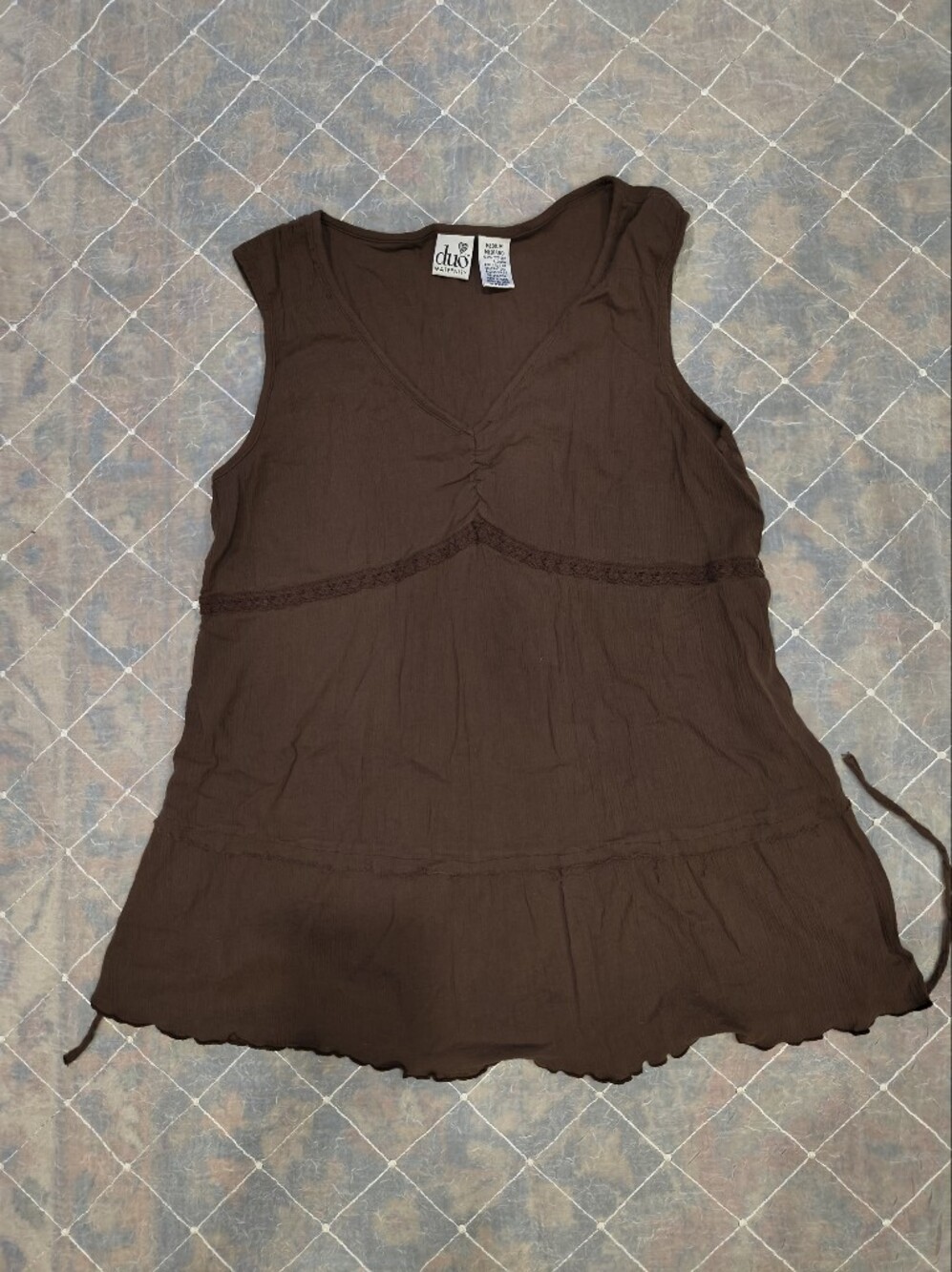 Brown Babydoll Maternity Top With Tie